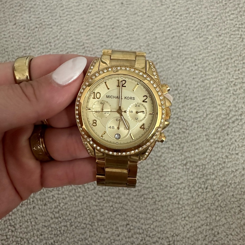 Michael Kors Gold Chronograph Watch with Crystal Details
